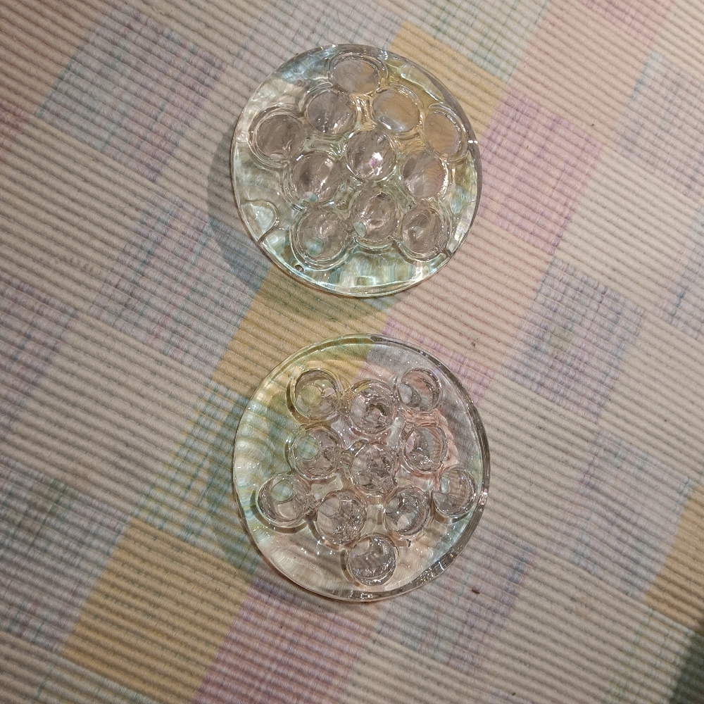 4 Vintage Clear Glass Flower Arrangement Frogs